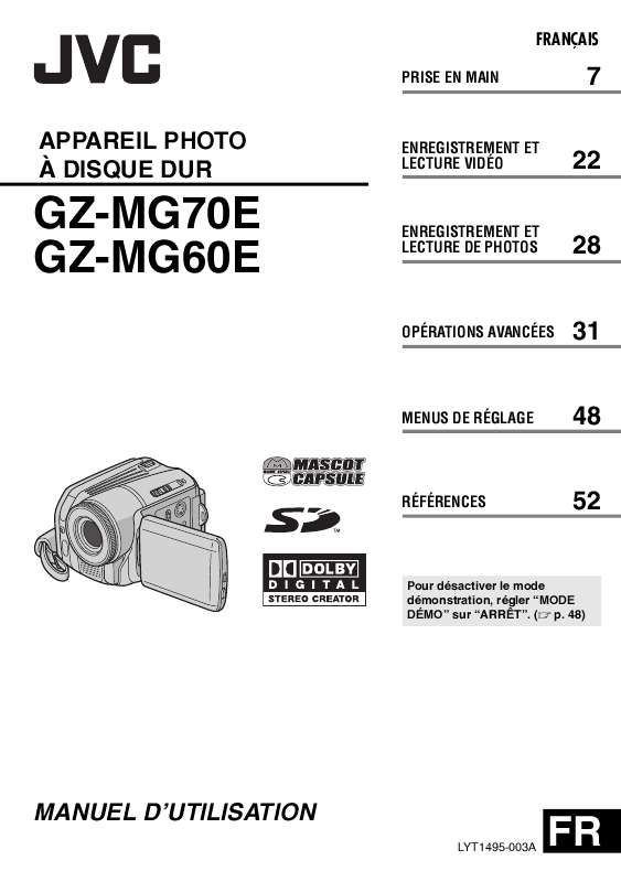Guide utilisation JVC GZ-MG60E  de la marque JVC