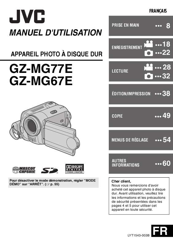 Guide utilisation JVC GZ-MG67EX  de la marque JVC