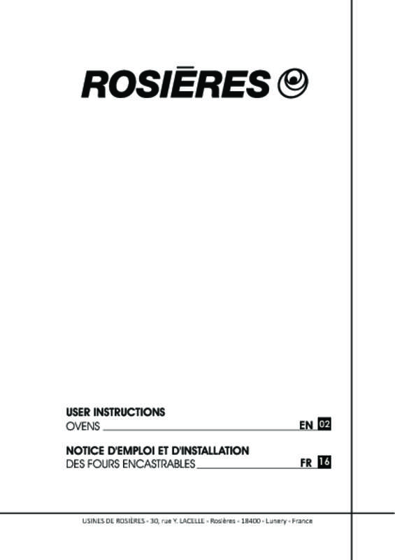 Guide utilisation ROSIERES RF8P de la marque ROSIERES