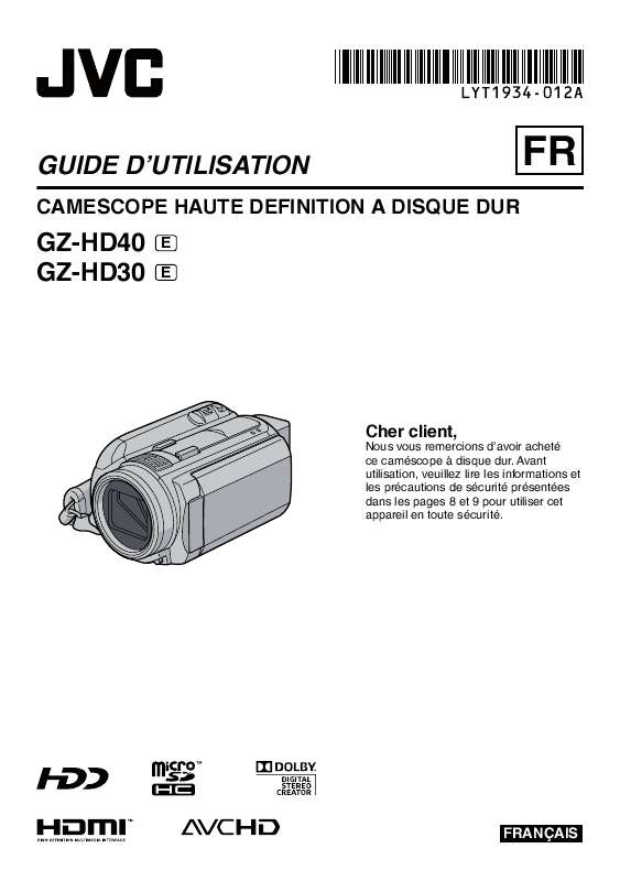 Guide utilisation JVC GZ-HD30  de la marque JVC