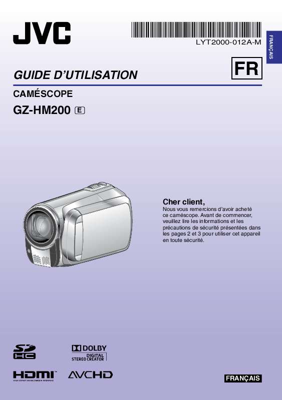 Guide utilisation JVC GZ-HM200BEU/NEU  de la marque JVC