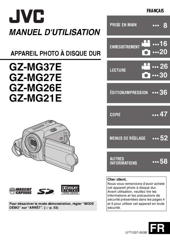 Guide utilisation JVC GZ-MG27,GZ-MG37E  de la marque JVC