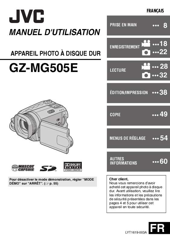 Guide utilisation JVC GZ-MG505EX  de la marque JVC