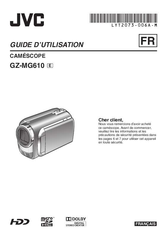 Guide utilisation JVC GZ-MG610  de la marque JVC