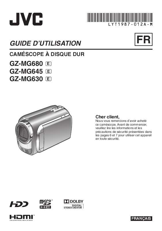 Guide utilisation JVC GZ-MG630  de la marque JVC