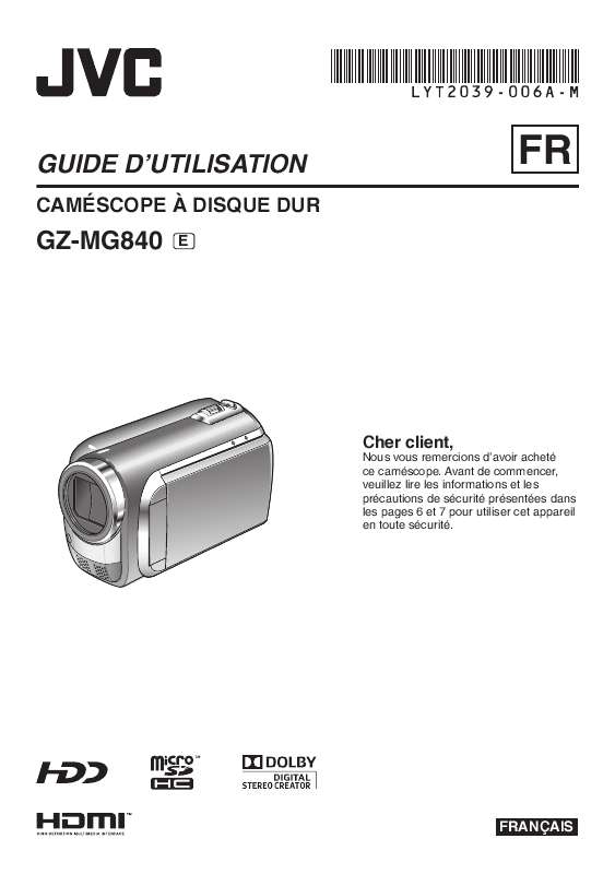 Guide utilisation JVC GZ-MG840  de la marque JVC