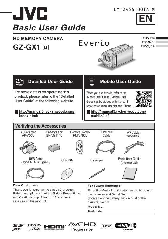 Guide utilisation JVC GZ-GX1BUS  de la marque JVC