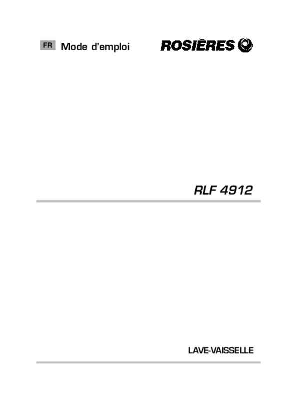 Guide utilisation ROSIERES RLF 4912 de la marque ROSIERES