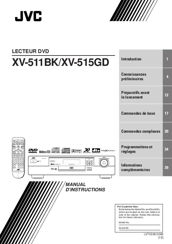 Guide utilisation JVC XV-511BK  de la marque JVC