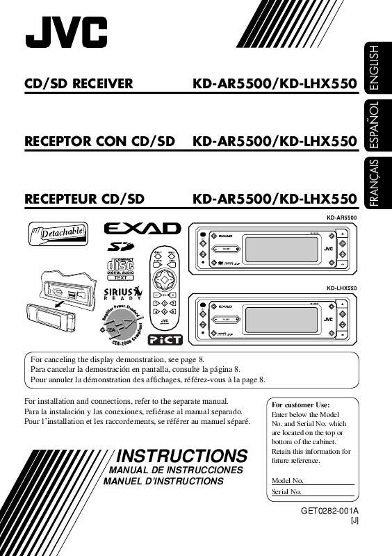 Guide utilisation JVC KD-AR5500  de la marque JVC