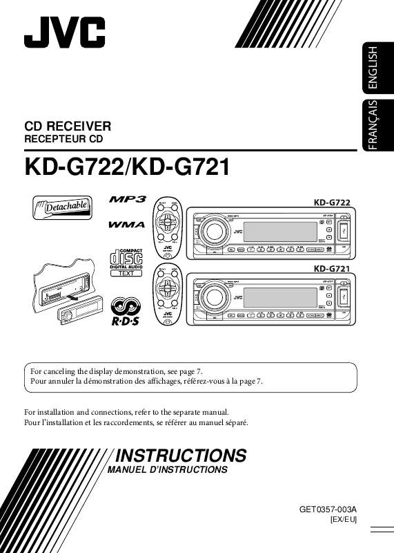 Guide utilisation JVC KD-G721  de la marque JVC