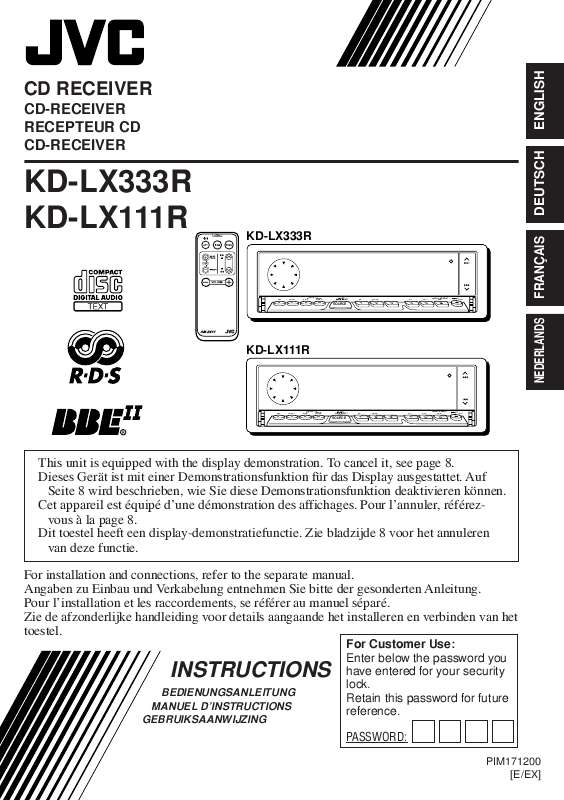 Guide utilisation JVC KD-LX111R  de la marque JVC