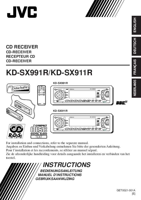 Guide utilisation JVC KD-SX911R  de la marque JVC