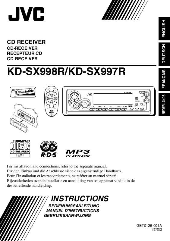 Guide utilisation JVC KD-SX998  de la marque JVC