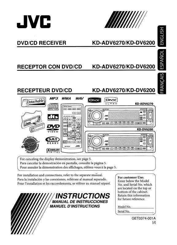 Guide utilisation JVC KD-ADV6270  de la marque JVC