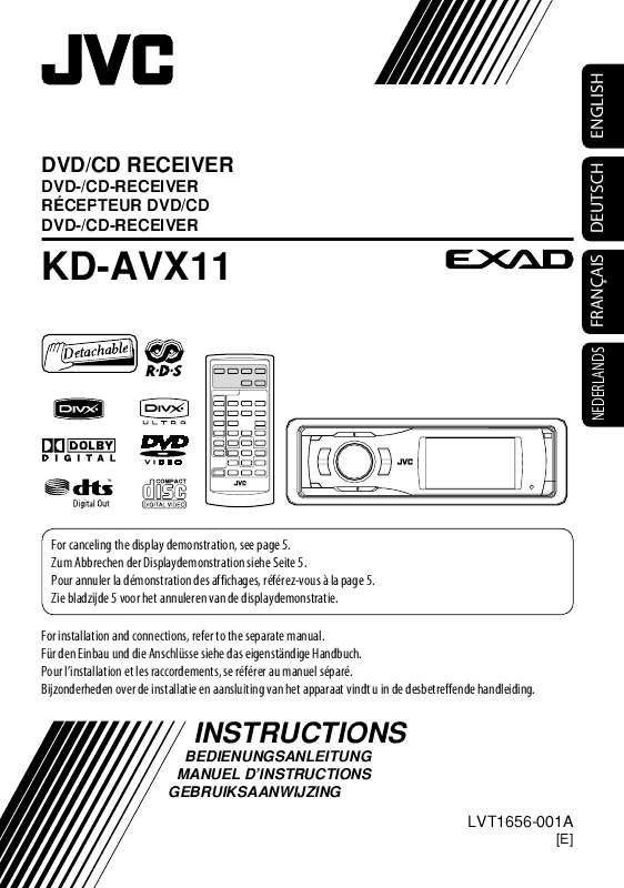 Guide utilisation JVC KD-AVX11E  de la marque JVC