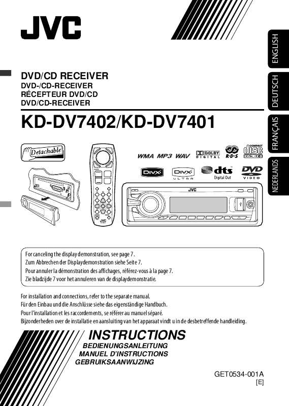 Guide utilisation JVC KD-DV7401  de la marque JVC