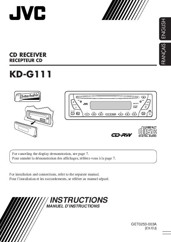Guide utilisation JVC KD-G111  de la marque JVC