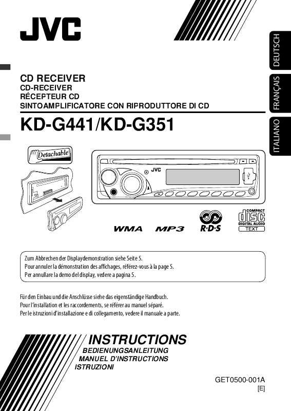 Guide utilisation JVC KD-G351  de la marque JVC