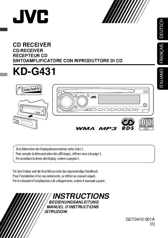 Guide utilisation JVC KD-G431E  de la marque JVC