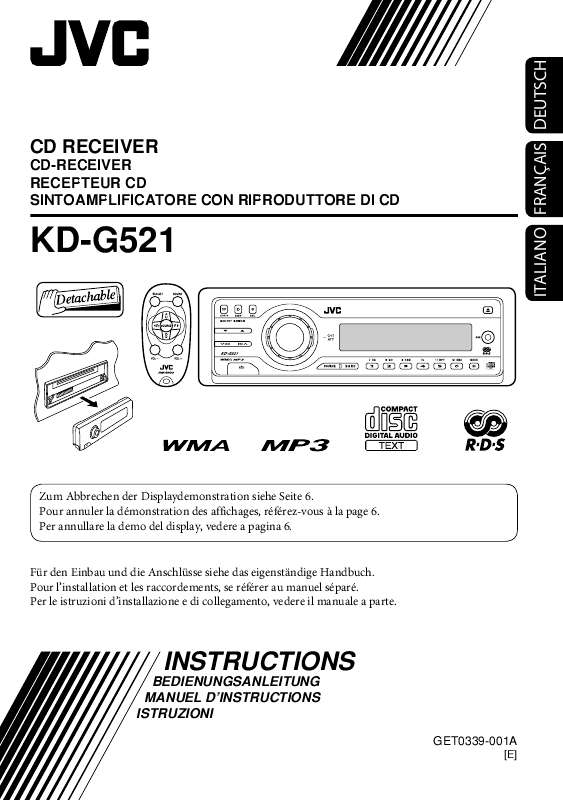 Guide utilisation JVC KD-G521  de la marque JVC