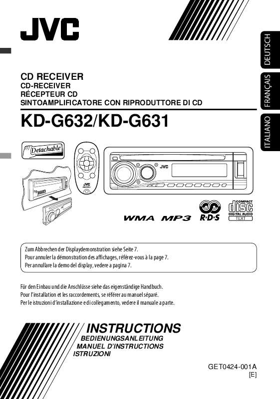 Guide utilisation JVC KD-G631  de la marque JVC