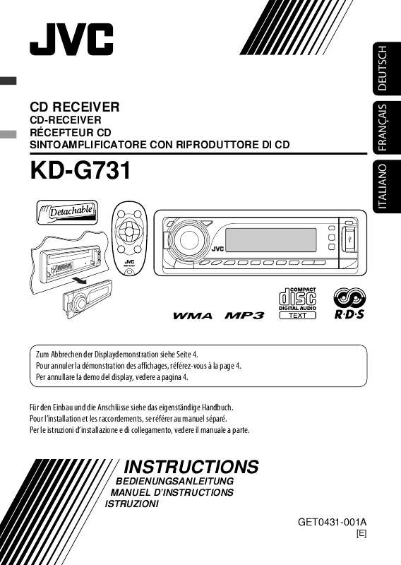 Guide utilisation JVC KD-G731E  de la marque JVC