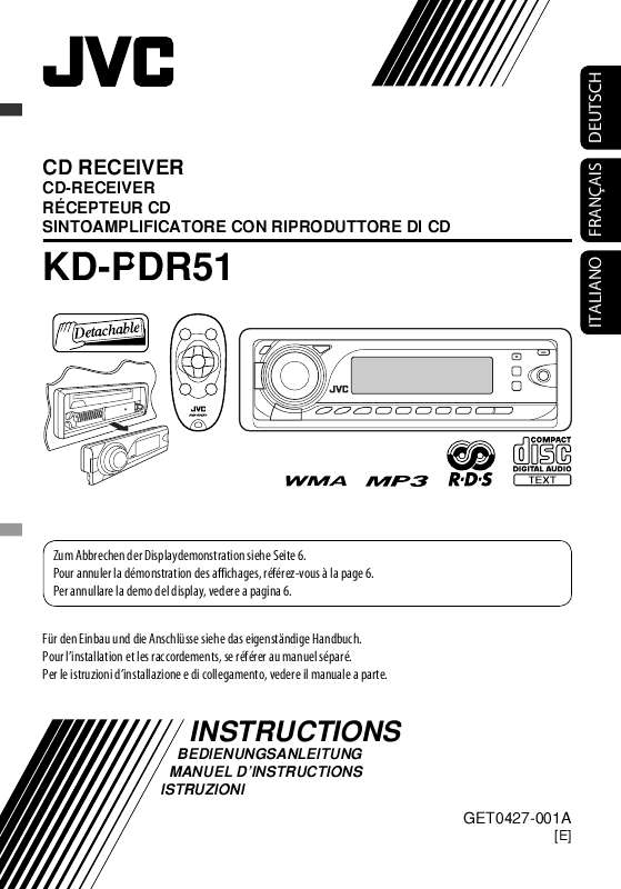 Guide utilisation JVC KD-PDR51E  de la marque JVC