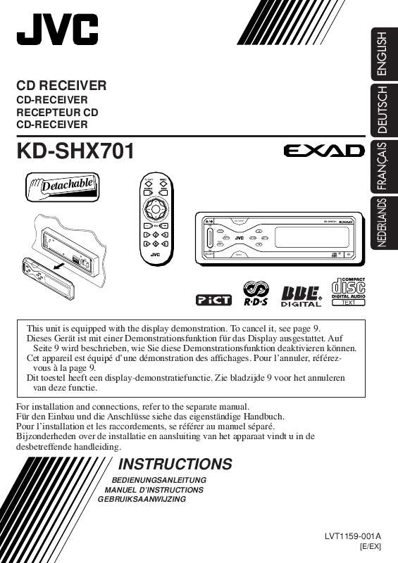 Guide utilisation JVC KD-SHX701  de la marque JVC