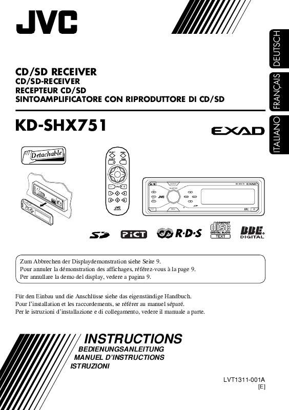 Guide utilisation JVC KD-SHX751  de la marque JVC