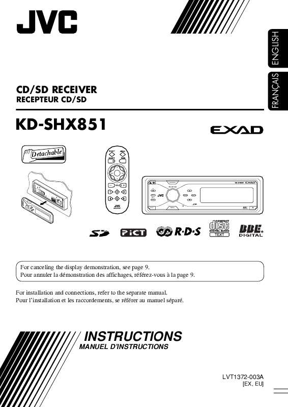 Guide utilisation JVC KD-SHX851  de la marque JVC