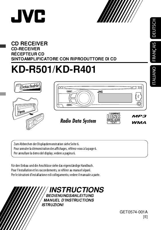 Guide utilisation JVC KD-R501E  de la marque JVC