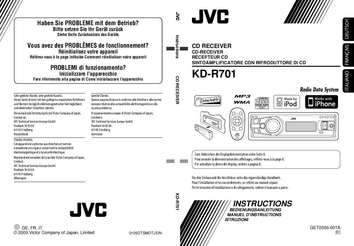Guide utilisation JVC KD-R701  de la marque JVC