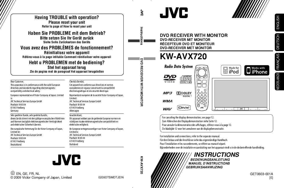 Guide utilisation JVC KW-AVX720E  de la marque JVC