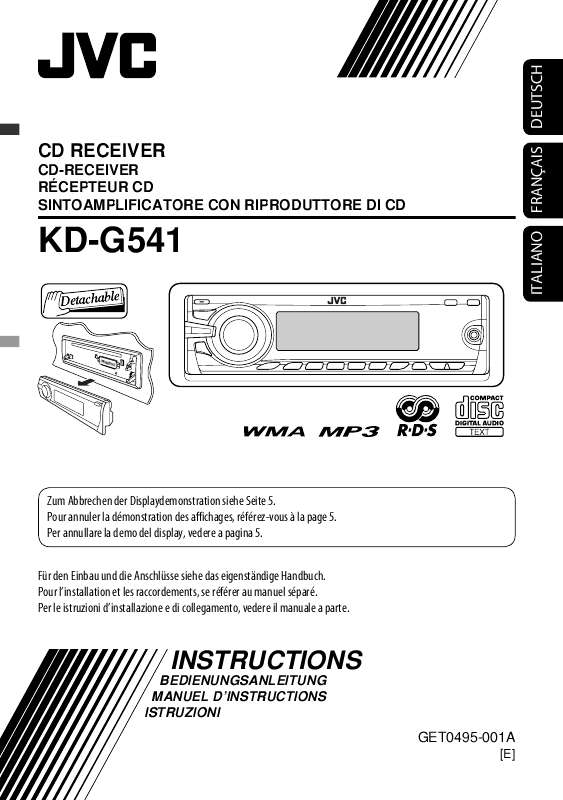 Guide utilisation JVC KD-G541  de la marque JVC