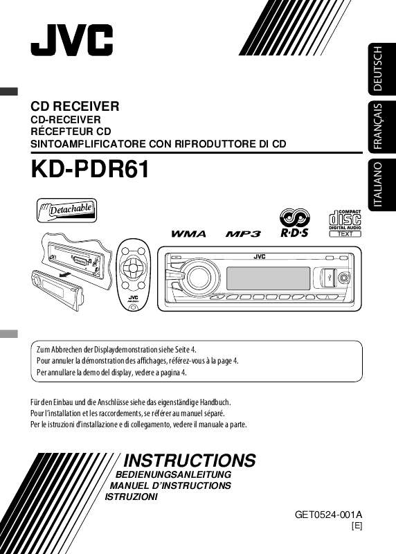 Guide utilisation JVC KD-PDR61  de la marque JVC