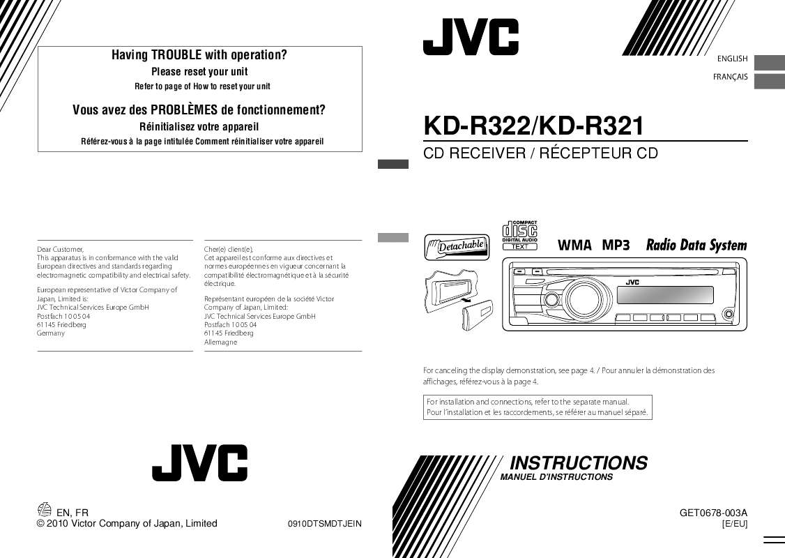 Guide utilisation JVC KD-R322  de la marque JVC