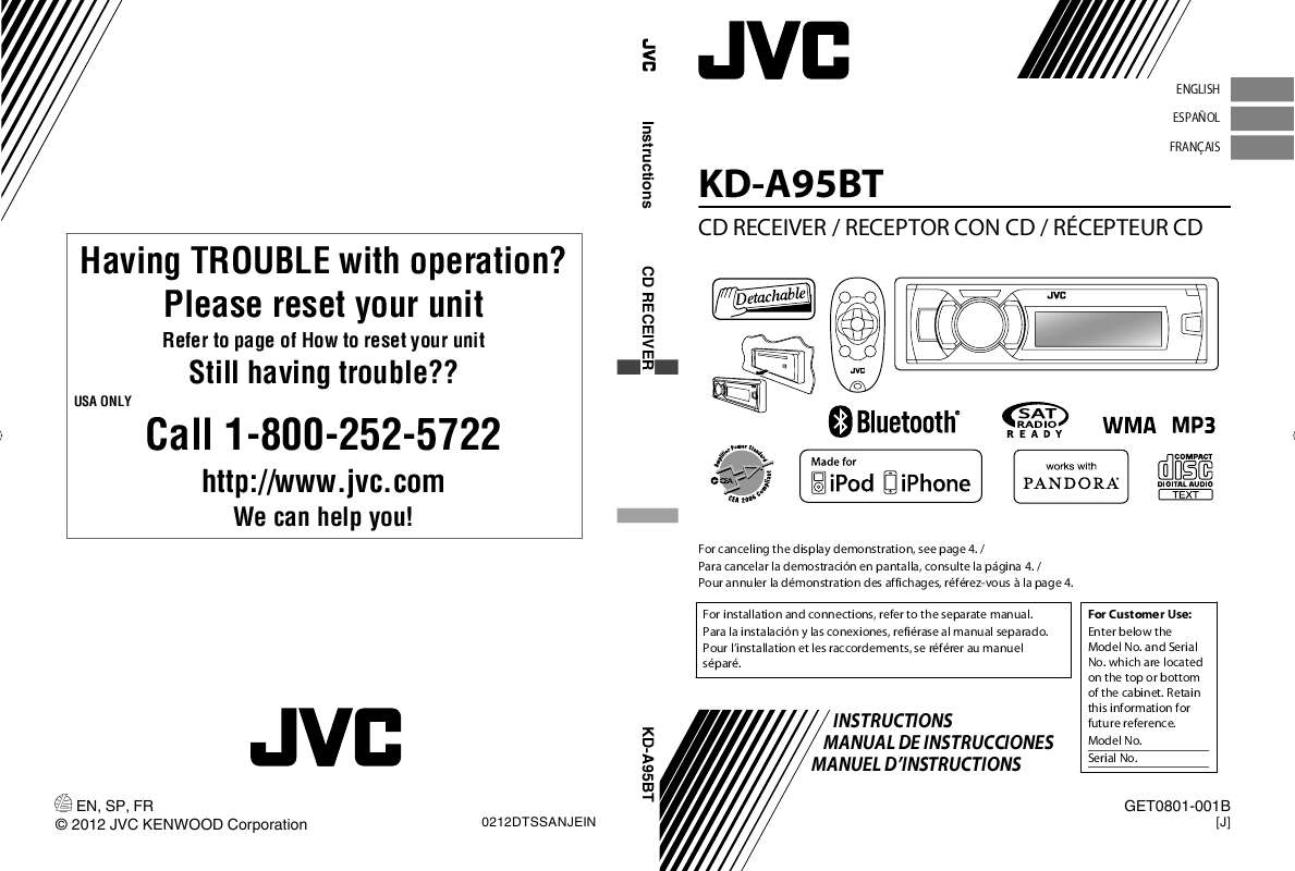 Guide utilisation JVC KD-A95BT  de la marque JVC