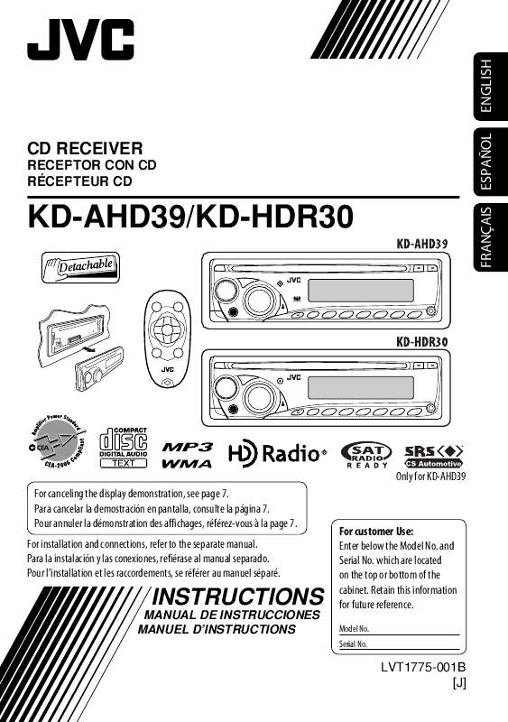 Guide utilisation JVC KD-AHD39  de la marque JVC