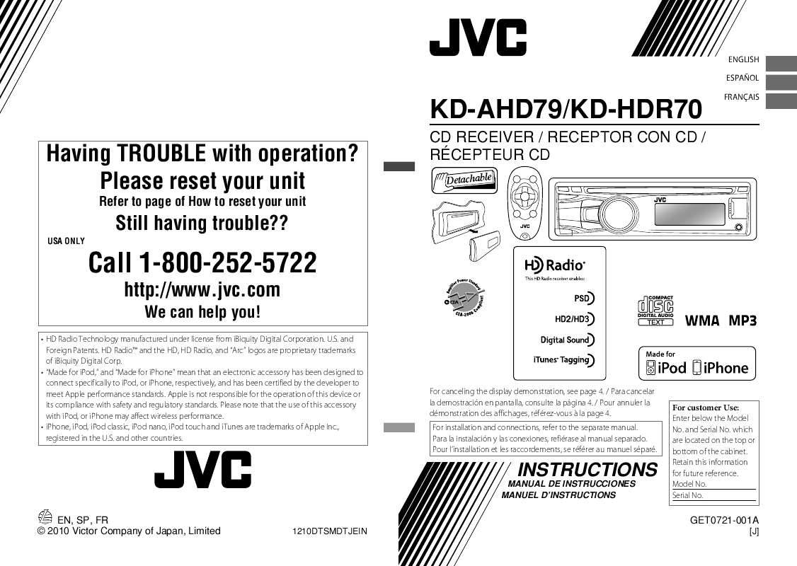 Guide utilisation JVC KD-AHD79  de la marque JVC