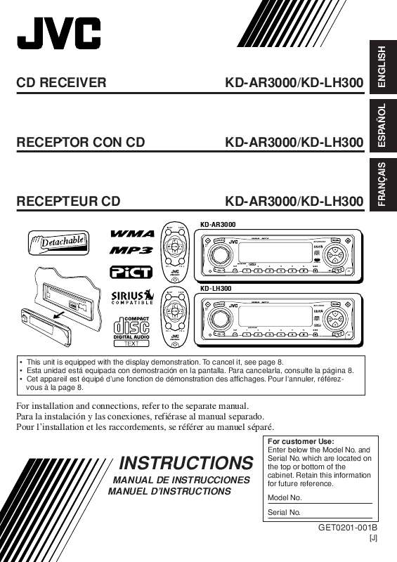 Guide utilisation JVC KD-AR3000  de la marque JVC