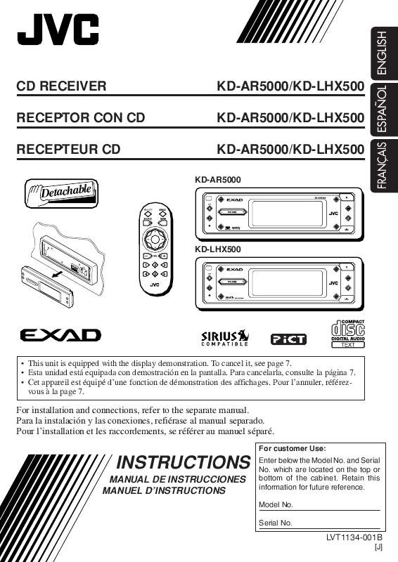 Guide utilisation JVC KD-AR5000  de la marque JVC