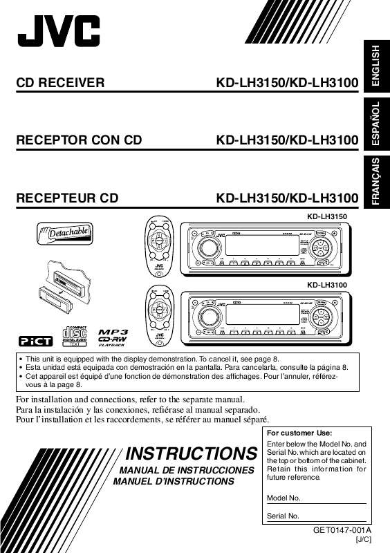Guide utilisation JVC KD-LH3150  de la marque JVC