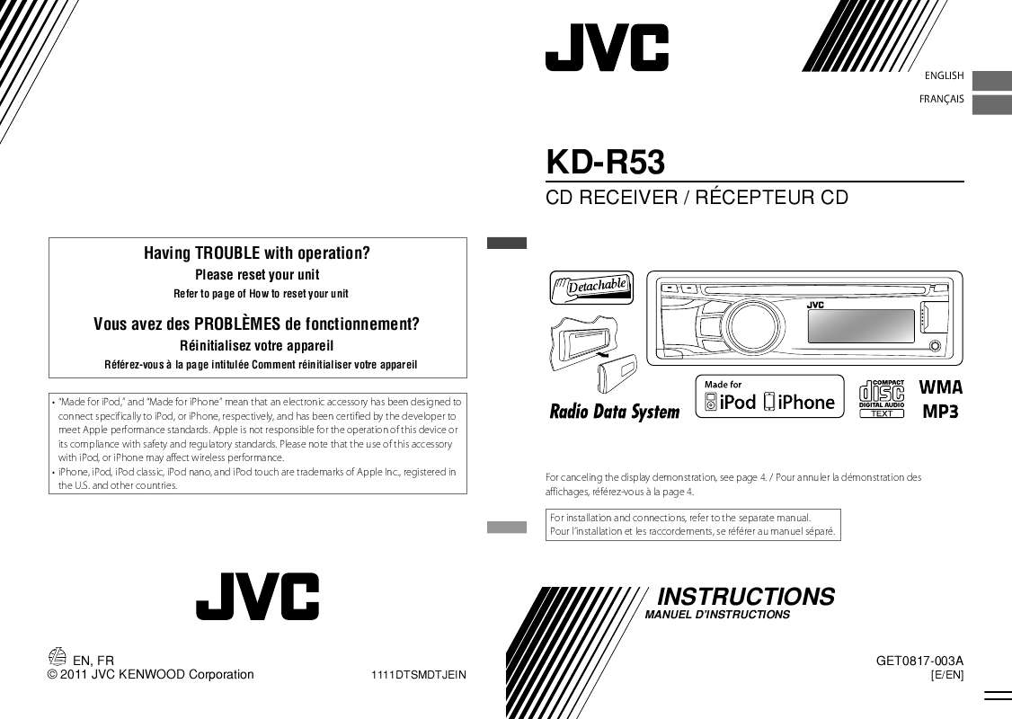 Guide utilisation JVC KD-R53  de la marque JVC