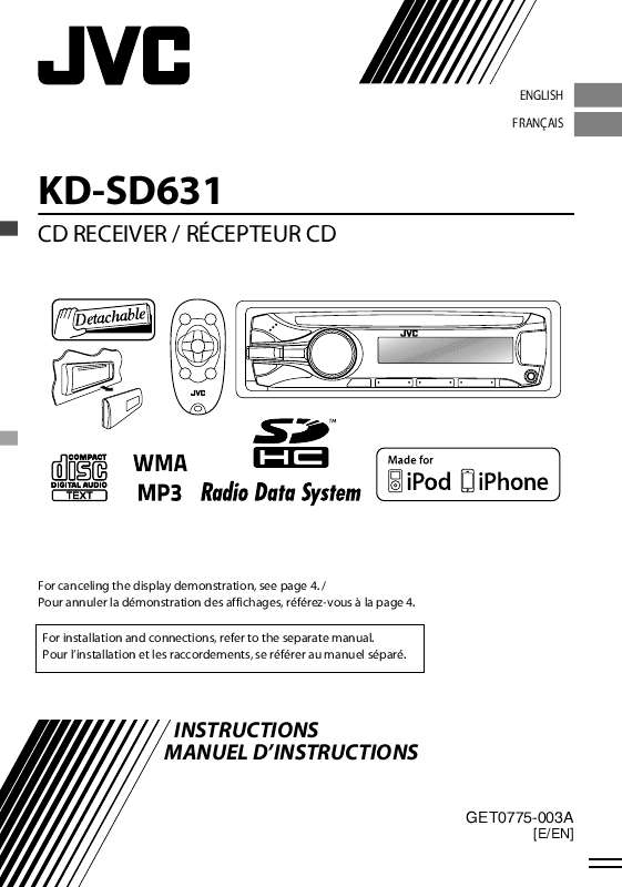 Guide utilisation JVC KD-SD631  de la marque JVC