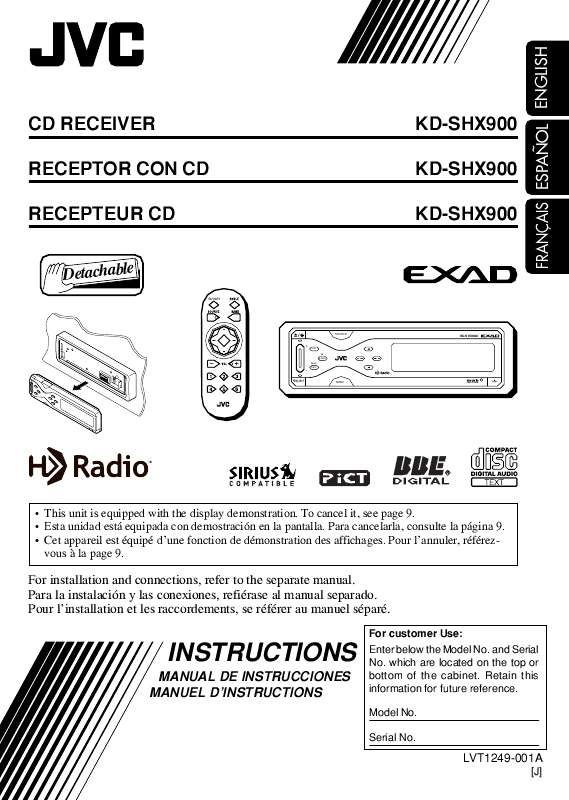 Guide utilisation JVC KD-SHX900  de la marque JVC