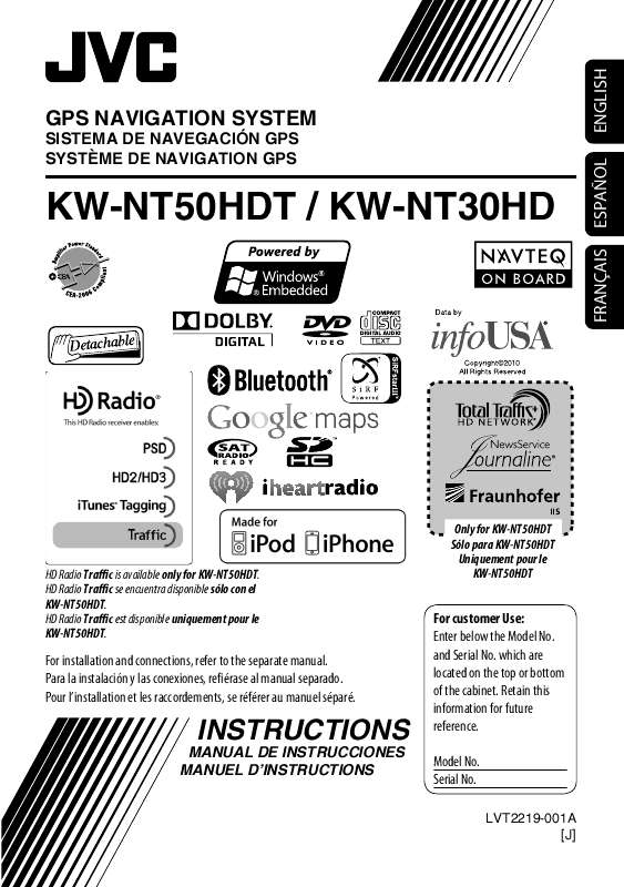 Guide utilisation JVC KW-NT50HDT  de la marque JVC