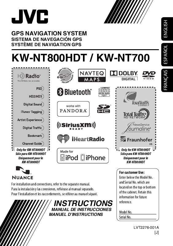 Guide utilisation JVC KW-NT800HDT  de la marque JVC