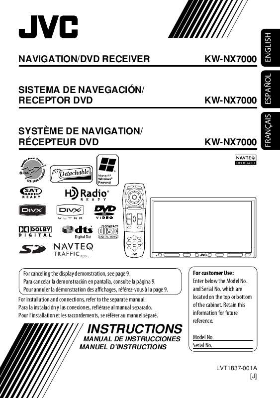 Guide utilisation JVC KW-NX7000BT  de la marque JVC