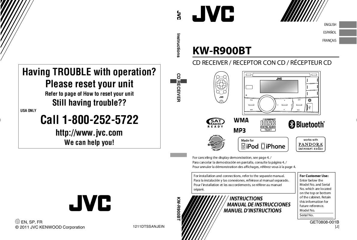 Guide utilisation JVC KW-R900BT  de la marque JVC